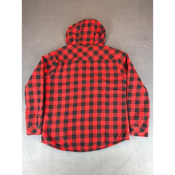 Boston Traders Flannel Sherpa Lined Hooded Red/Black Mens LG - Picture 8 of 9
